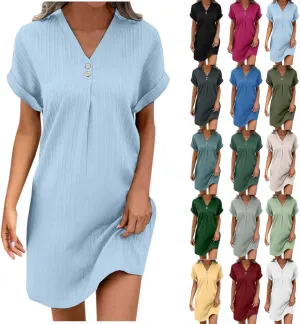 Sundresses for Women Summer Short Sleeve Comfy Travel Dresses Beach Wear Prom Maxi Trendy Spring Vacation Clothes 2025