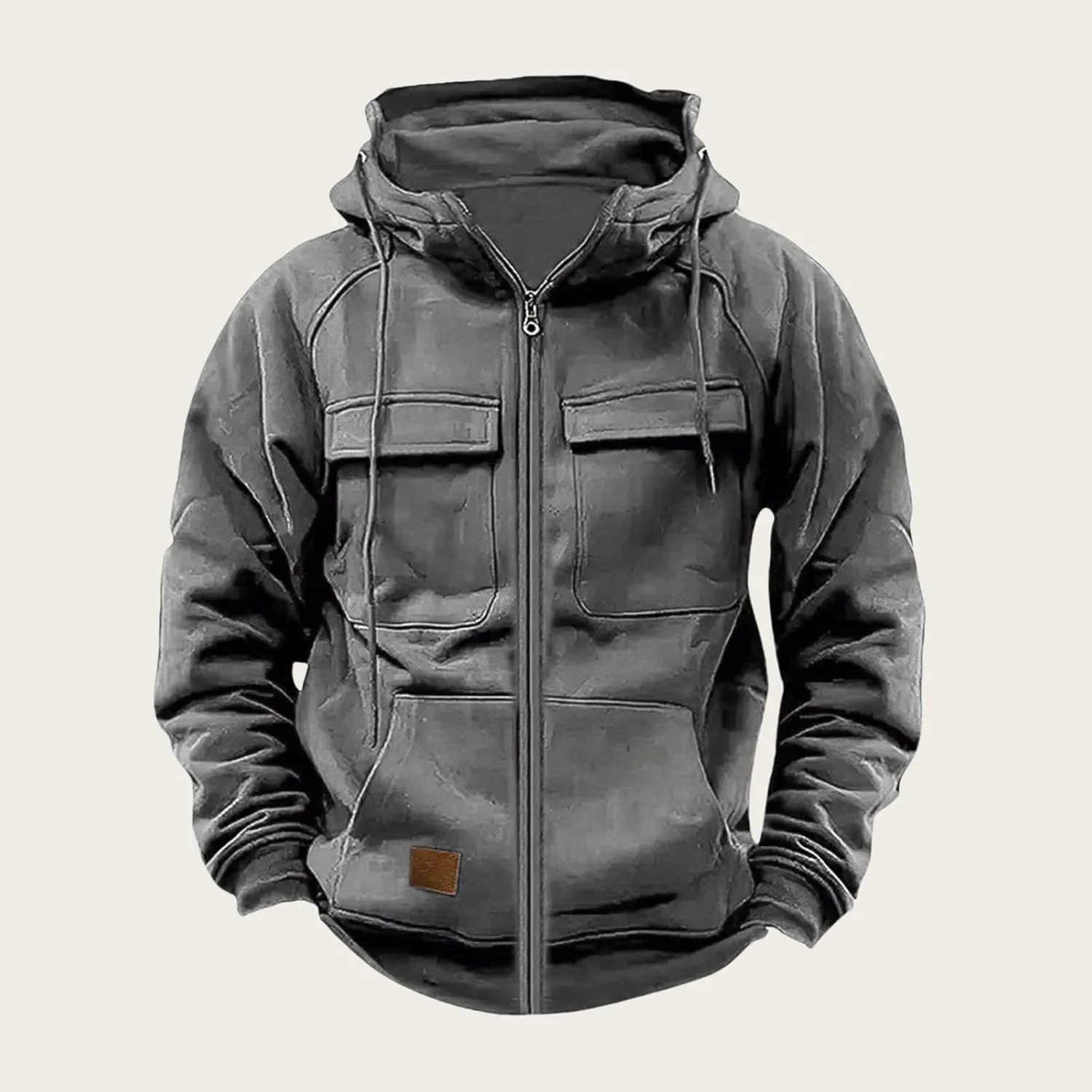 Tactical Sweatshirts Men Hoodies Full Zip Long Sleeve Workout Cargo Pullover Sport Outdoor Winter Jacket with Pocket