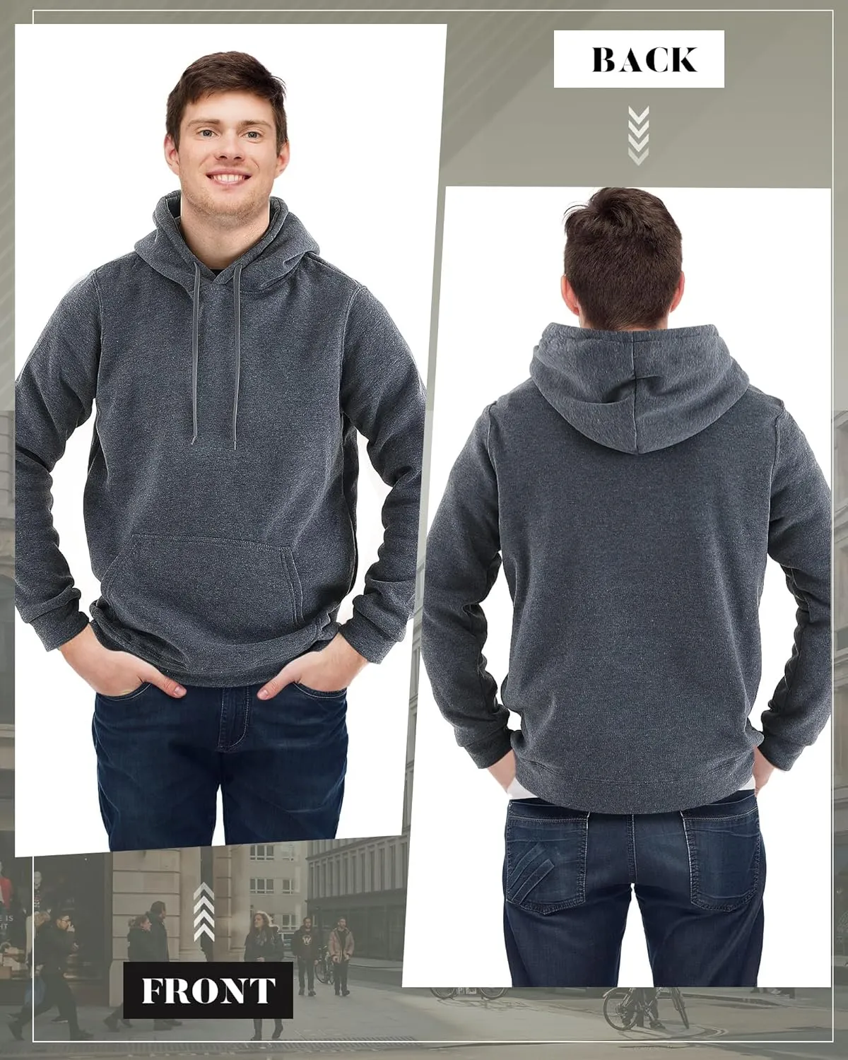 Taiyin 3 pack Men's Lightweight Fleece Pullover Hoodie Long Sleeve Sweatshirt