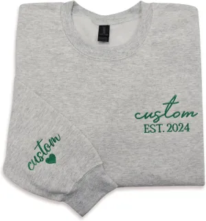 TEEAMORE Custom Text Sweatshirt Personalized Embroidery Hoodie Make Your Own Long Sleeve Add Your Name Embroidered