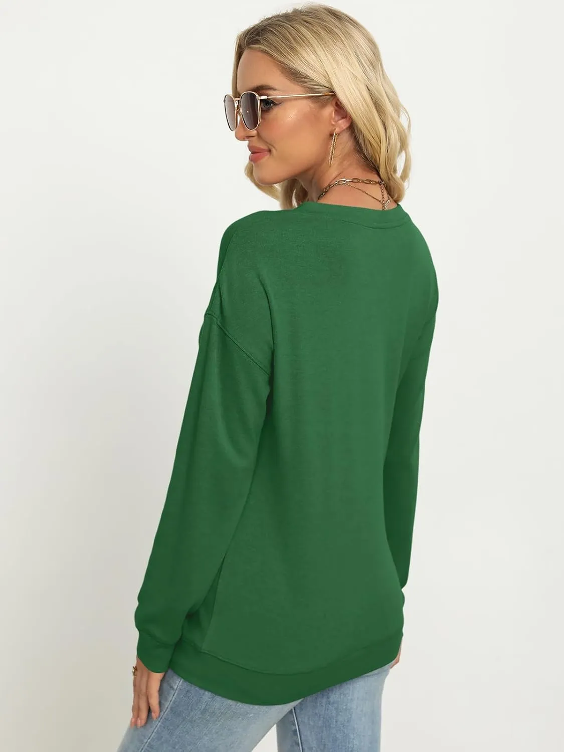TICTICMIMI Women's V Neck Long Sleeve Tops Lightweight Sweatshirts Button Fall Shirts