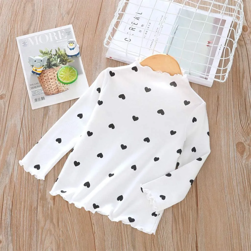 Toddler Baby Little Girls Cotton Pullover Turtleneck T Shirt Top Long Sleeve Bottoming Shirt Basic Girls Undershirts