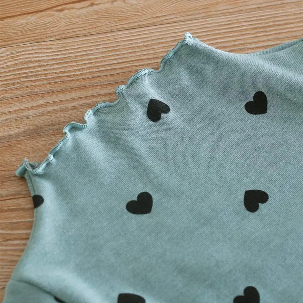 Toddler Baby Little Girls Cotton Pullover Turtleneck T Shirt Top Long Sleeve Bottoming Shirt Basic Heart Print Blouse