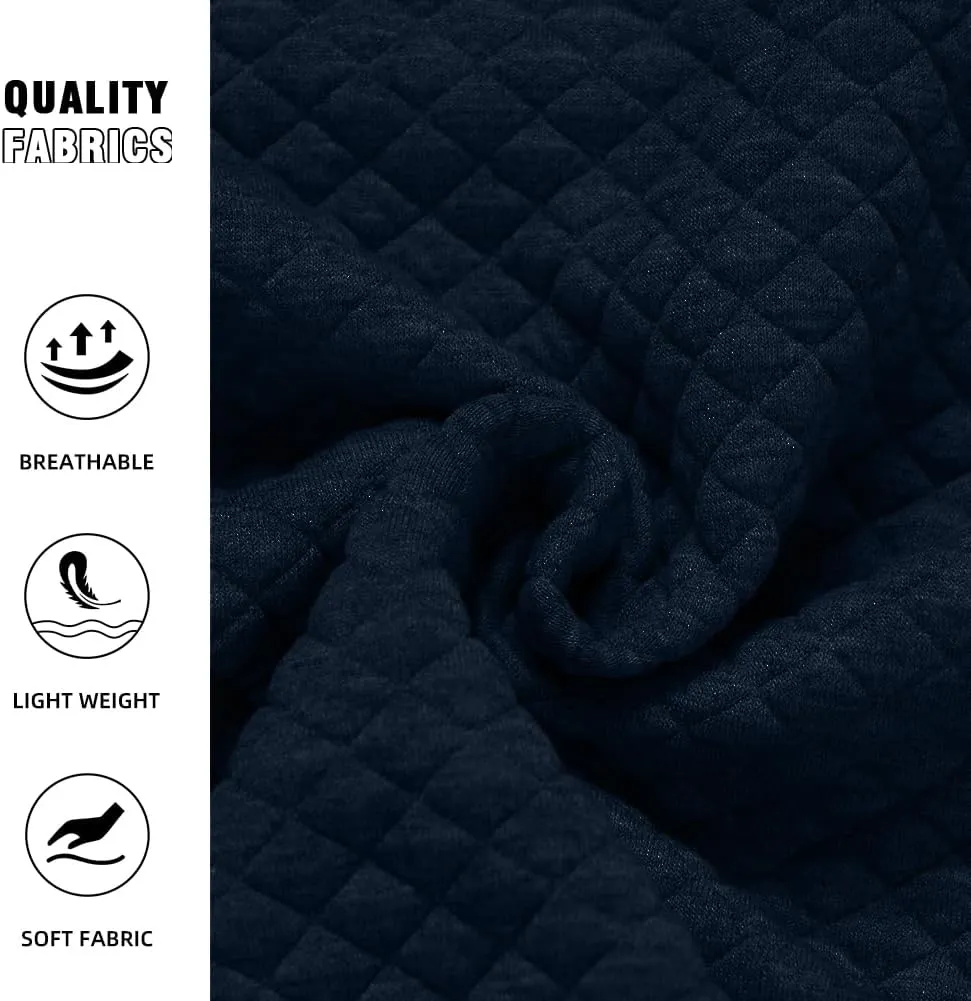 TOLOER Men's Fall Winter Long Sleeve Sweatshirt Quarter Button Stand Collar Texture Casual Pullover Sweatshirts with Pocket