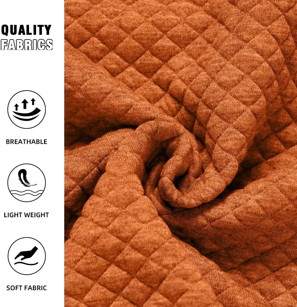 TOLOER Men's Fall Winter Long Sleeve Sweatshirt Quarter Button Stand Collar Texture Casual Pullover Sweatshirts with Pocket