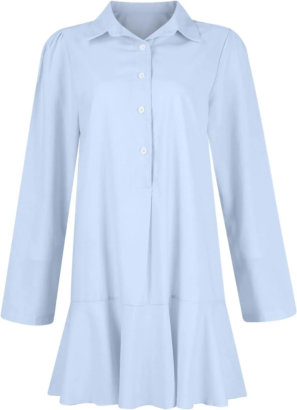 Tshirt Dress Women, Button Up Shirt Dresses with Pockets Round Neck Linen 2024 Oversized Dress, S,5XL