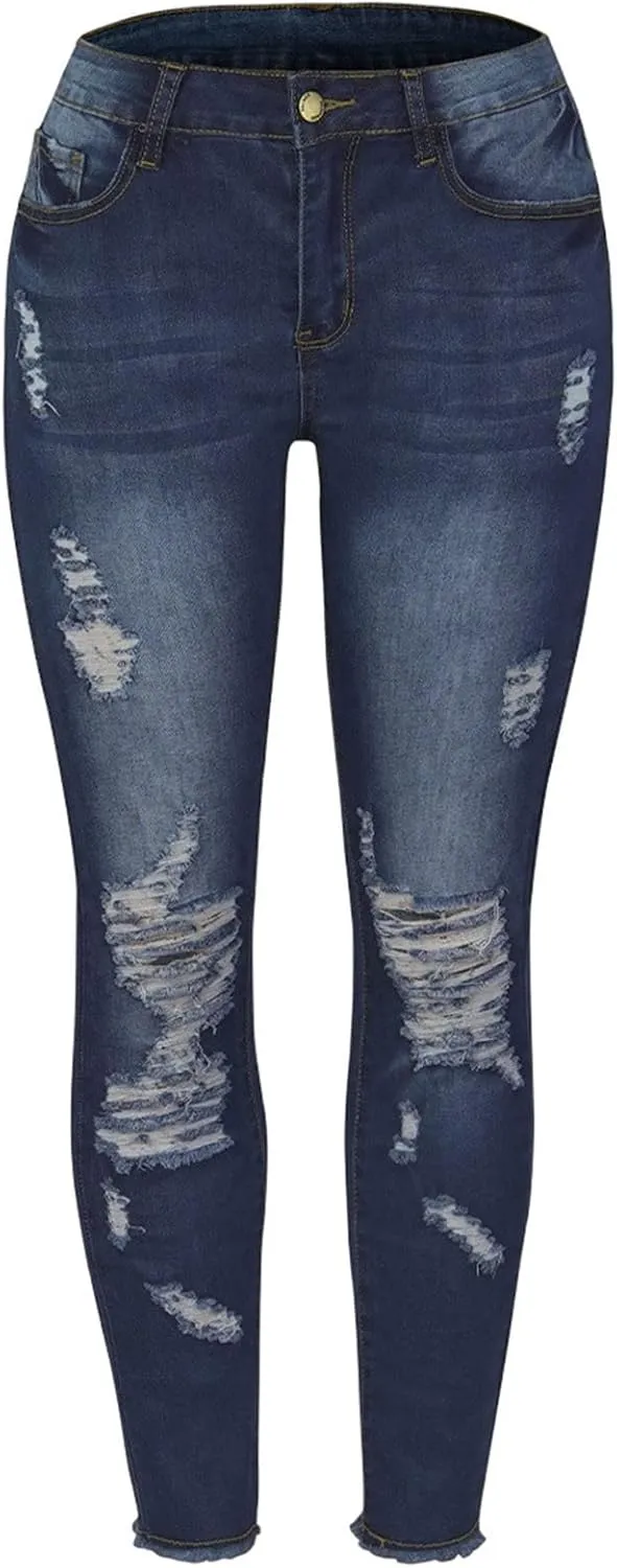 tuduoms Womens Ripped Flare Jeans High Waisted Distressed Slim Butt Lifting Skinny Stretch Jeans Boot Cut Denim Pants