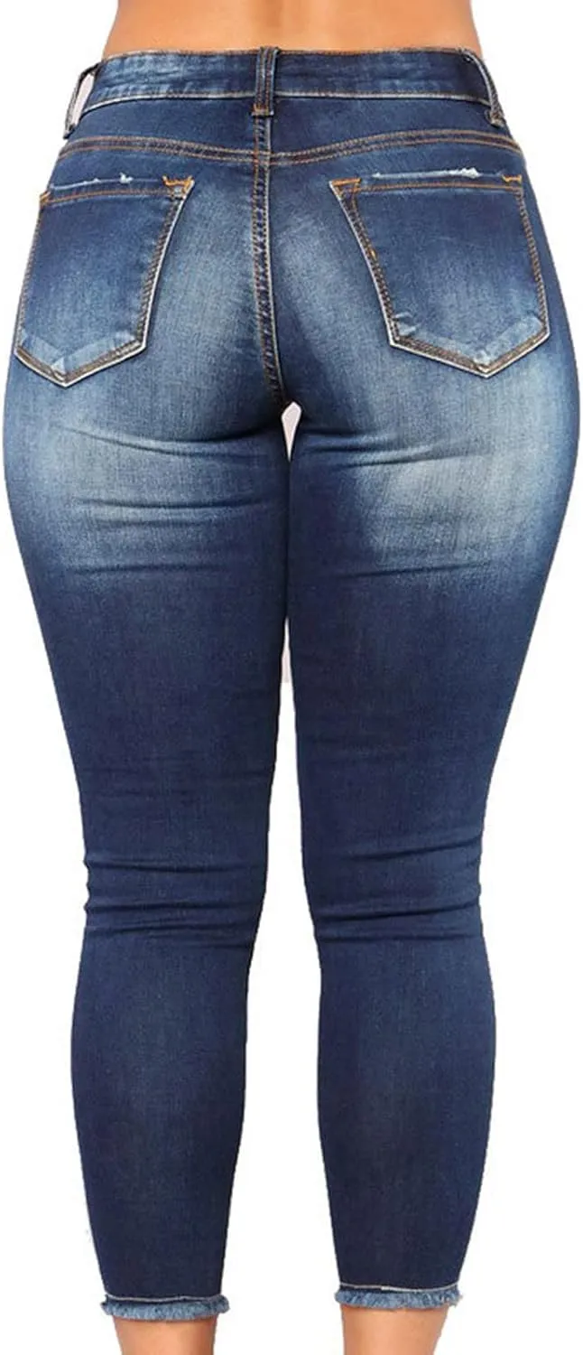 tuduoms Womens Ripped Flare Jeans High Waisted Distressed Slim Butt Lifting Skinny Stretch Jeans Boot Cut Denim Pants