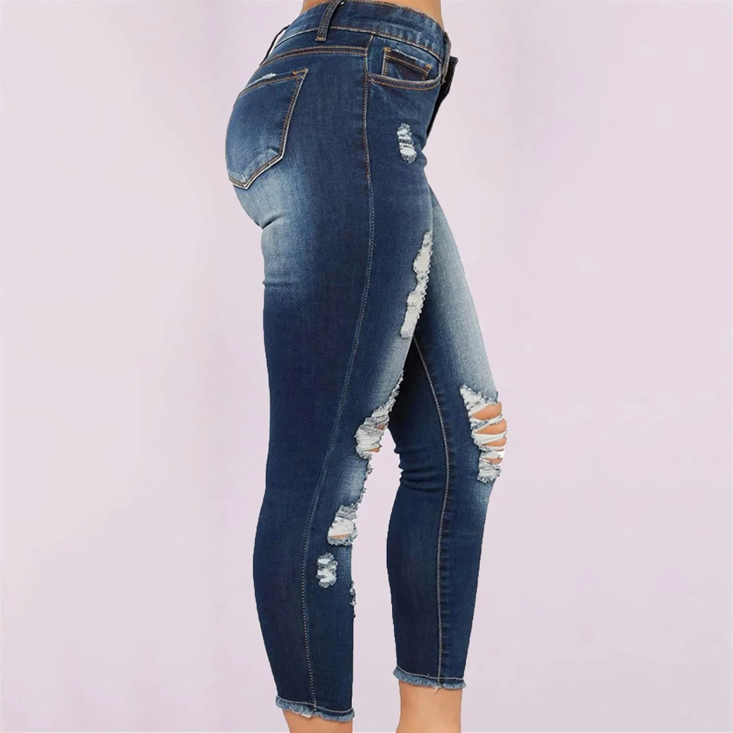 tuduoms Womens Ripped Flare Jeans High Waisted Distressed Slim Butt Lifting Skinny Stretch Jeans Boot Cut Denim Pants