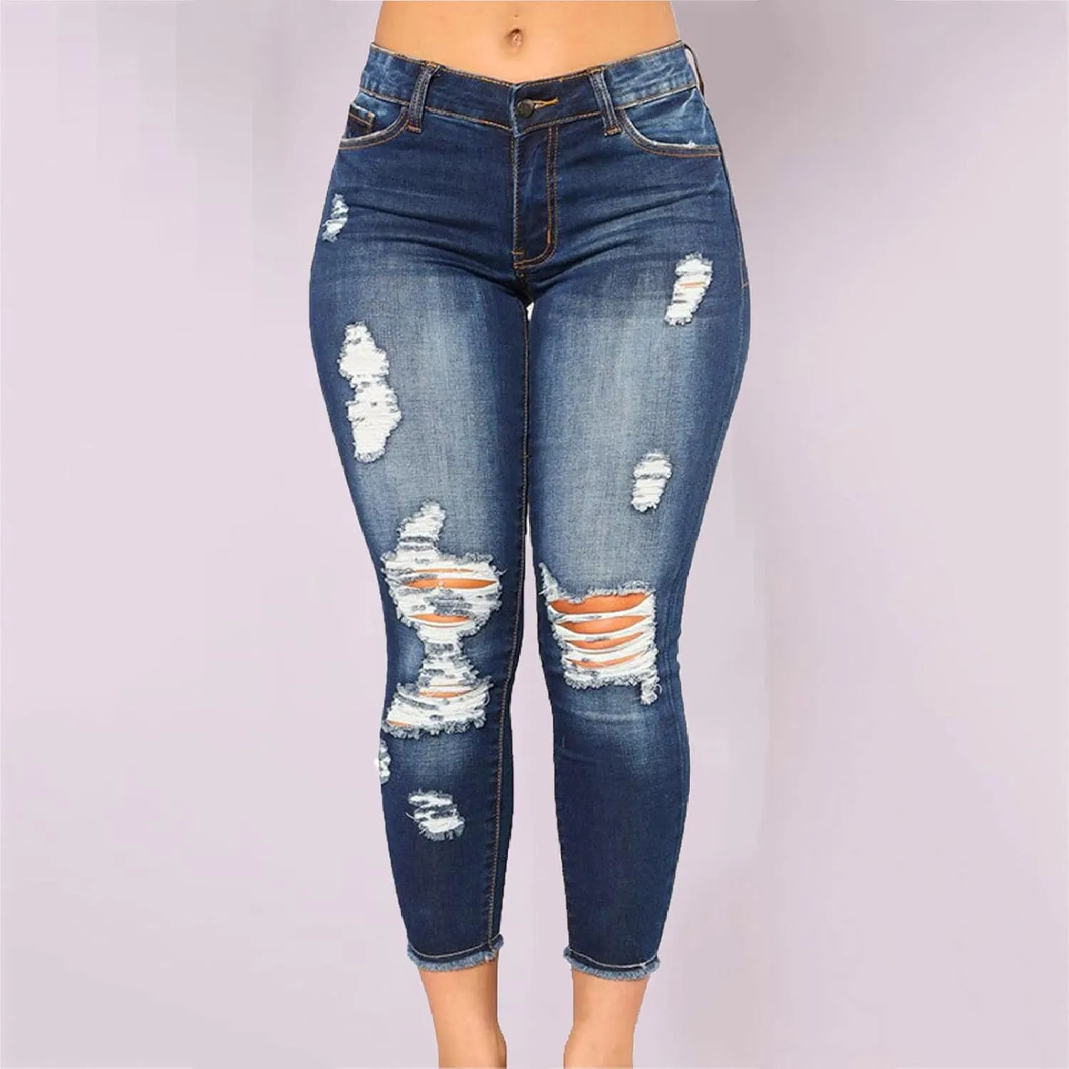 tuduoms Womens Ripped Flare Jeans High Waisted Distressed Slim Butt Lifting Skinny Stretch Jeans Boot Cut Denim Pants