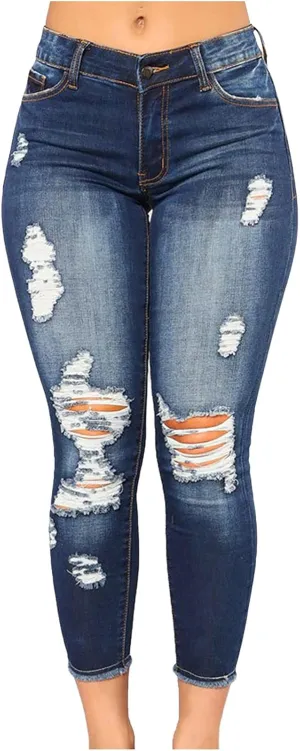 tuduoms Womens Ripped Flare Jeans High Waisted Distressed Slim Butt Lifting Skinny Stretch Jeans Boot Cut Denim Pants