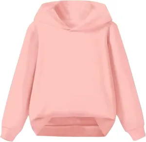 Unisex Toddler Kids Solid Color Hooded Pullover Sweatshirt Long Sleeve Casual Basic Hoodie Trendy Preppy Clothes Tops