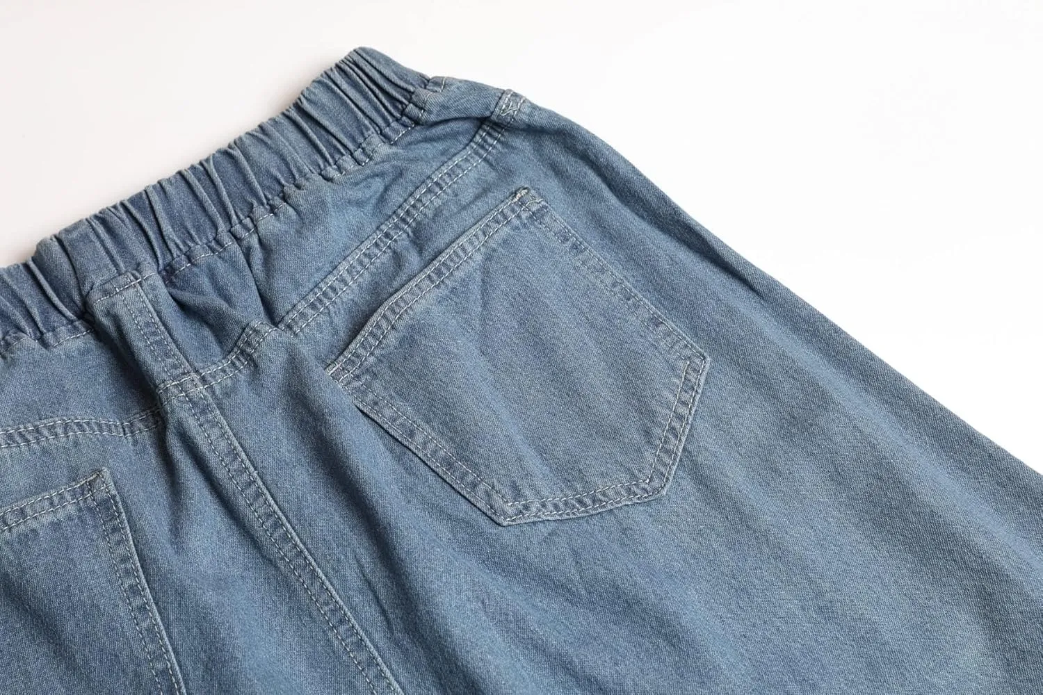 utcoco Women's Maxi Denim Skirt Retro Elastic High Waist A-Line Frayed Hem Hippie Long Jean Skirts