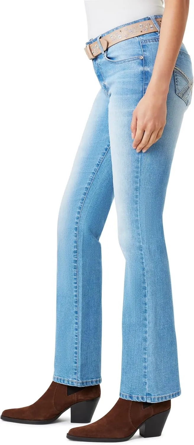 WallFlower Women's Luscious Curvy Belted Bootcut Mid-Rise Insta Stretch Juniors Jeans