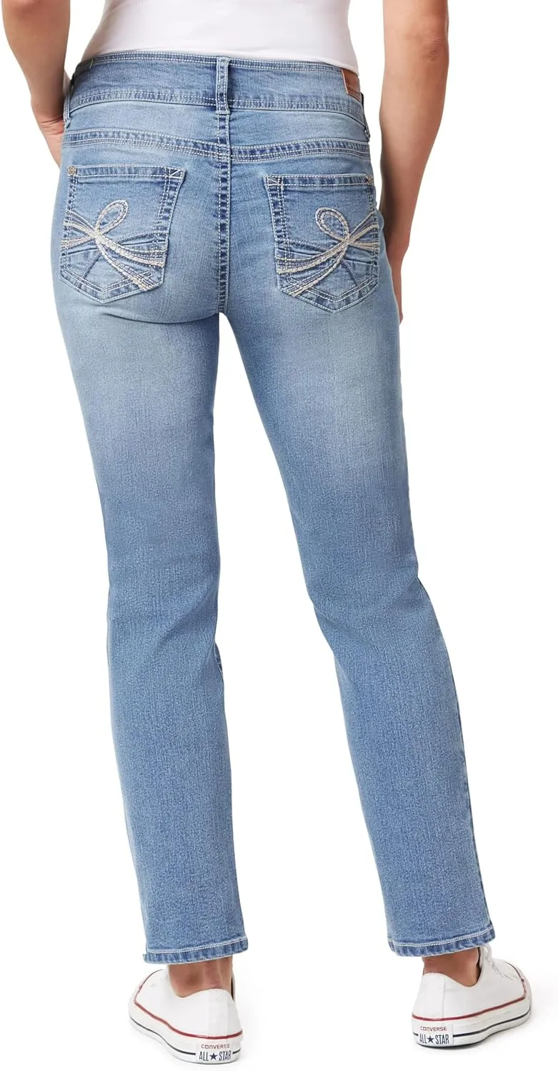 WallFlower Women's Luscious Curvy Straight 29" Mid-Rise Insta Stretch Juniors Jeans