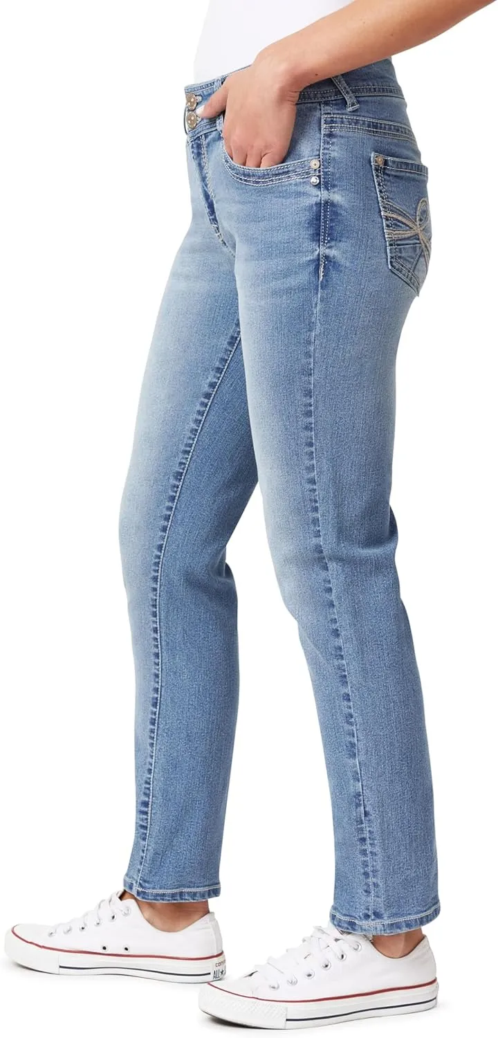 WallFlower Women's Luscious Curvy Straight 29" Mid-Rise Insta Stretch Juniors Jeans