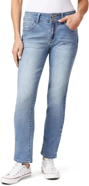 WallFlower Women's Luscious Curvy Straight 29" Mid-Rise Insta Stretch Juniors Jeans