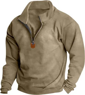 Wankang Men's Quarter Zip Pullover Casual Midweight Sweatshirts Fashion Fleece Sweatshirt Polo Shirt for Men