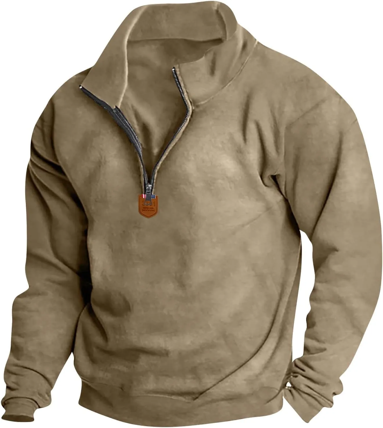 Wankang Men's Quarter Zip Pullover Casual Midweight Sweatshirts Fashion Fleece Sweatshirt Polo Shirt for Men