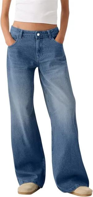 Wide Leg Jeans for Women Baggy Jeans for Woman High Waisted Loose Wide Leg Jean Womens Boyfriend Y2K Pants Trendy