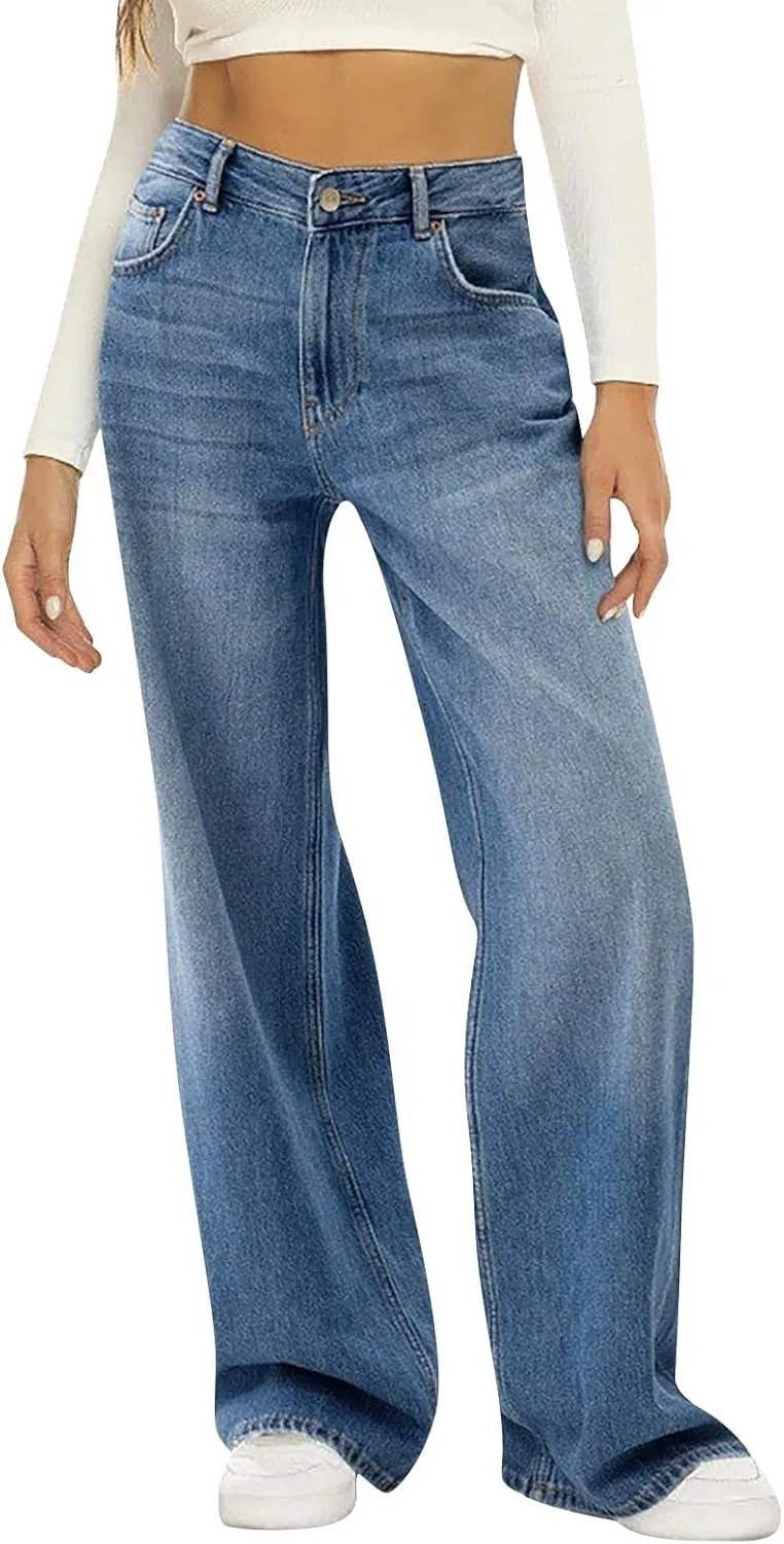 Wide Leg Jeans for Women Baggy Jeans for Woman High Waisted Loose Wide Leg Jean Womens Boyfriend Y2K Pants Trendy