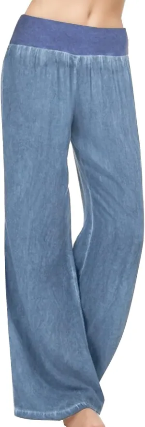 Wide Leg Jeans for Women Elastic High Waisted Pull On Baggy Jeans Comfy Casual Stretchy Denim Pants with Pockets