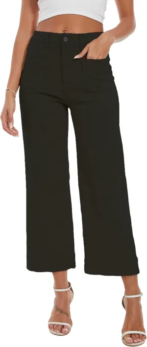 Wide Leg Jeans for Women Trendy High Waisted Flare Jeans Cropped Pants Stretchy Baggy