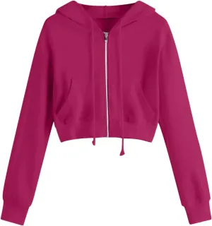 Winter Fleece Cropped Hoodie Women Plus Size Long Sleeve Sweatshirt Jacket Drawstring Hooded Y2k Preppy Girl Outwear