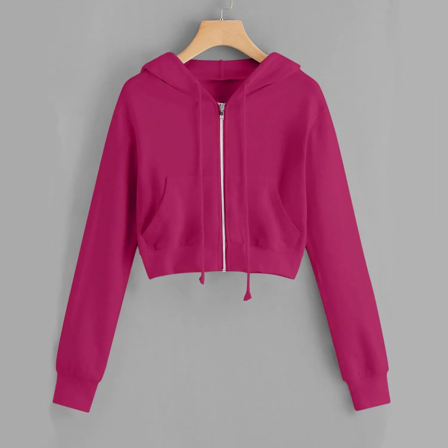 Winter Fleece Cropped Hoodie Women Plus Size Long Sleeve Sweatshirt Jacket Drawstring Hooded Y2k Preppy Girl Outwear