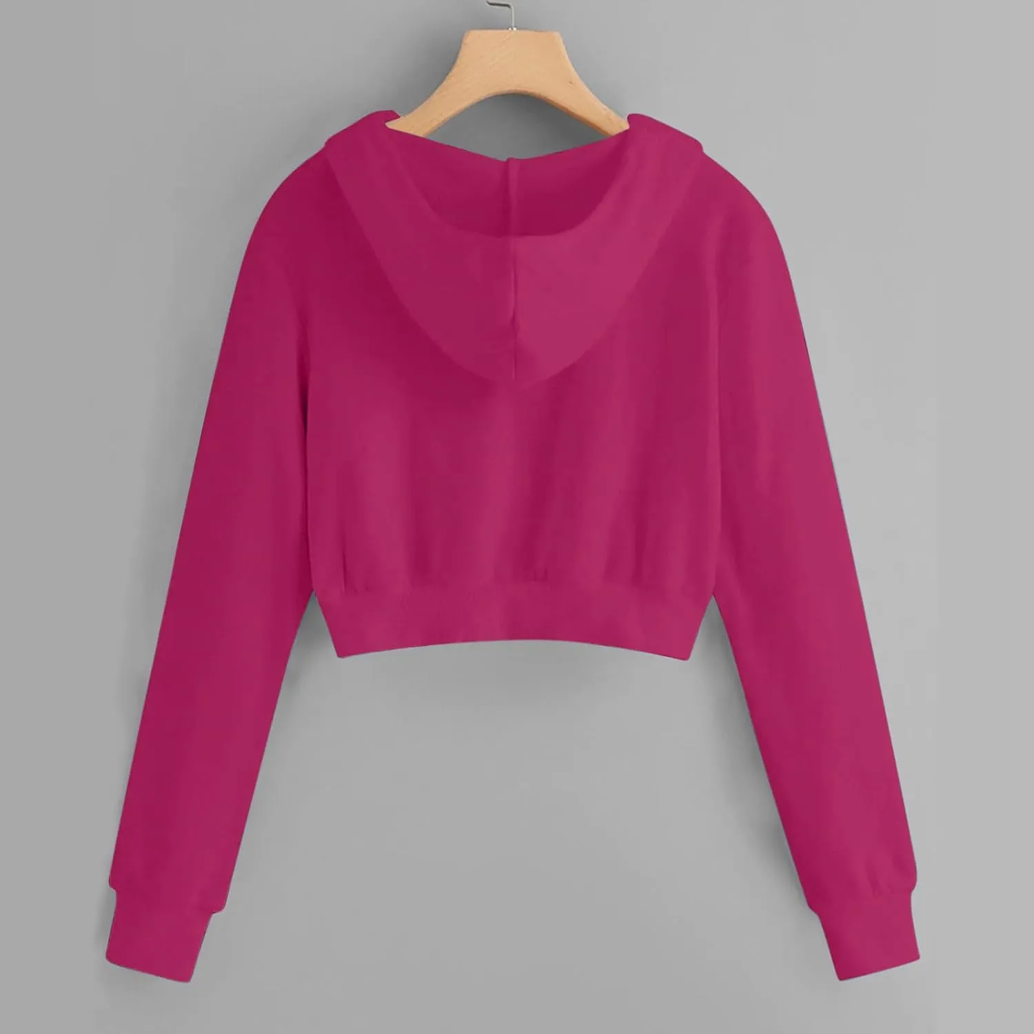 Winter Fleece Cropped Hoodie Women Plus Size Long Sleeve Sweatshirt Jacket Drawstring Hooded Y2k Preppy Girl Outwear