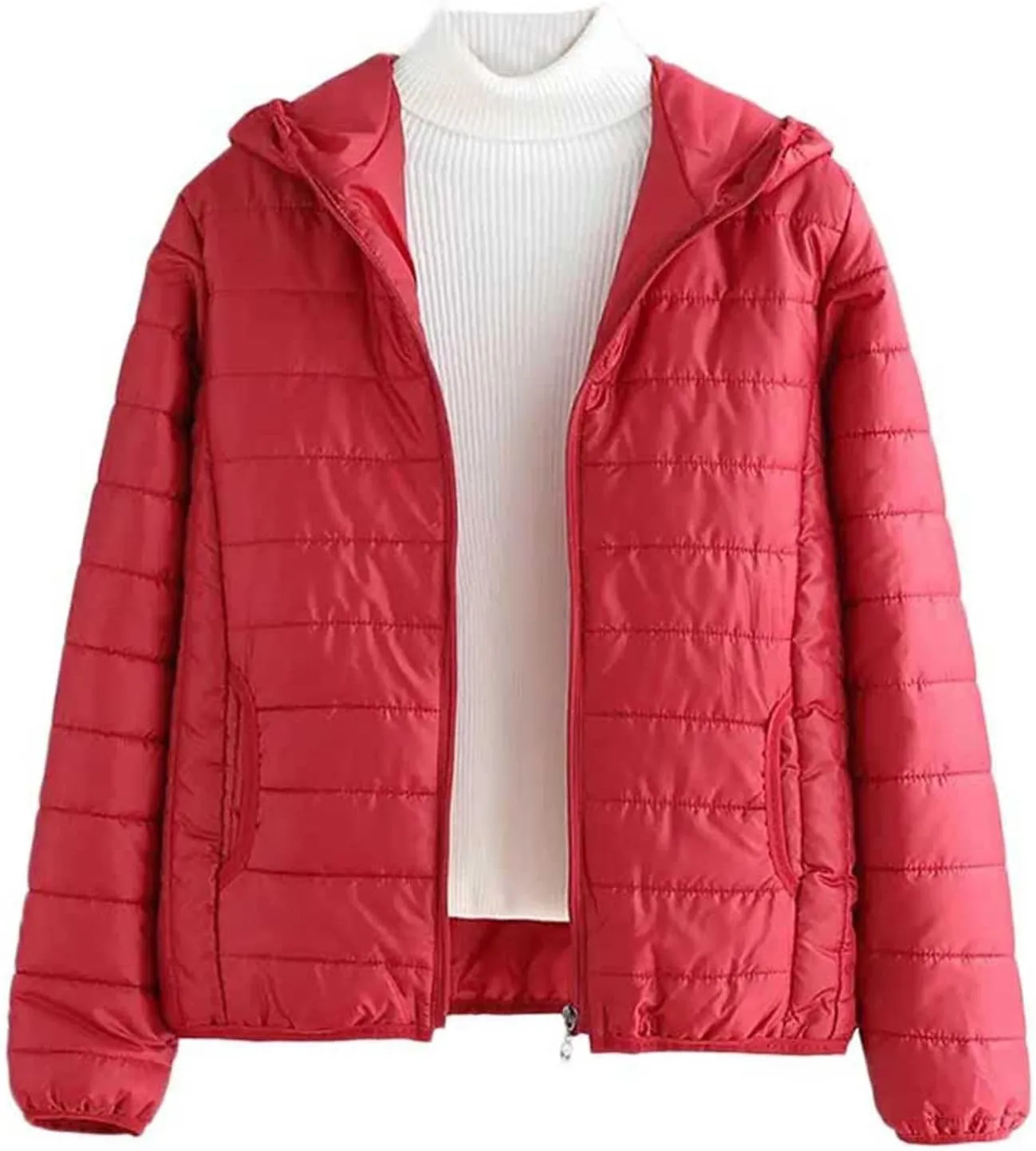 Winter Puffer Coats for Women, Womens Lightweight Puffer Jacket Packable Hooded Puffer Jacket Winter Zip Up Puffy Jacket