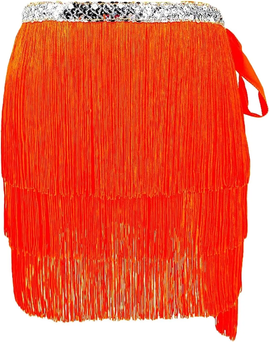 Women Belly Dance Skirt Tassel Fringe Skirts Sparkly Sequin Rave Fringe Hip Scarf Party Wrap Disco Festival Costume
