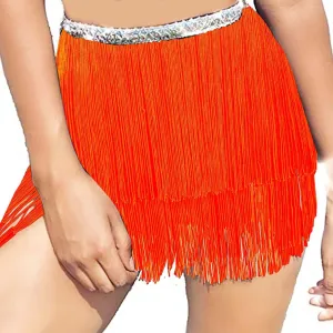 Women Belly Dance Skirt Tassel Fringe Skirts Sparkly Sequin Rave Fringe Hip Scarf Party Wrap Disco Festival Costume