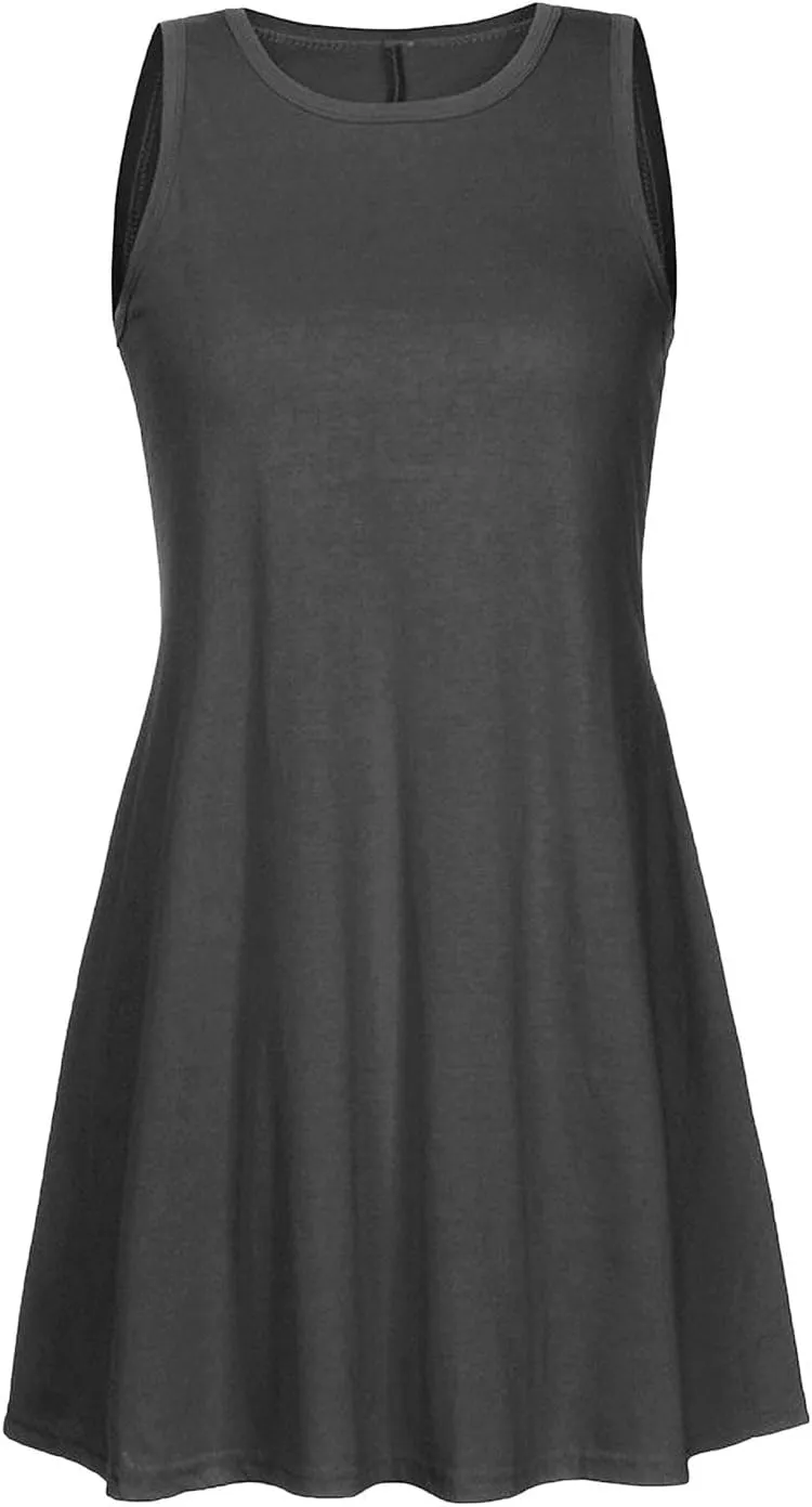 Women Bohemian Summer Dresses Casual Sleeveless Tshirt Dress Loose Flowy Swing Dresses Cute Beach Vacation Sundress