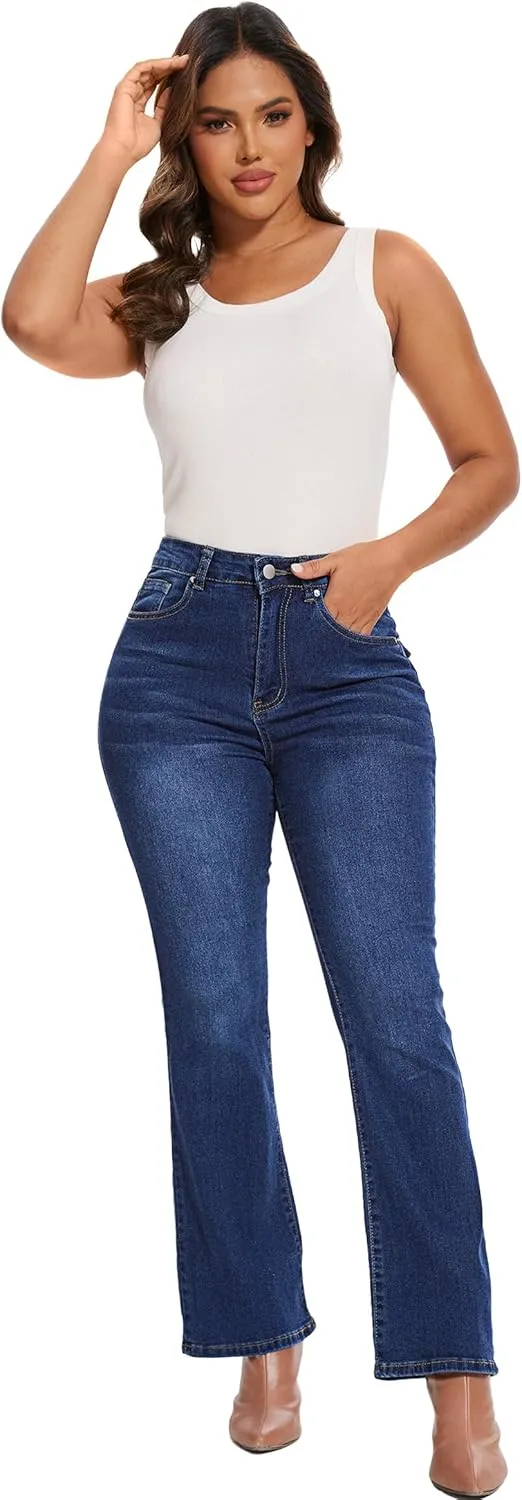 Women Butt Lifting Jeans - Stretch Denim Mid Rise Pants With Tummy Control