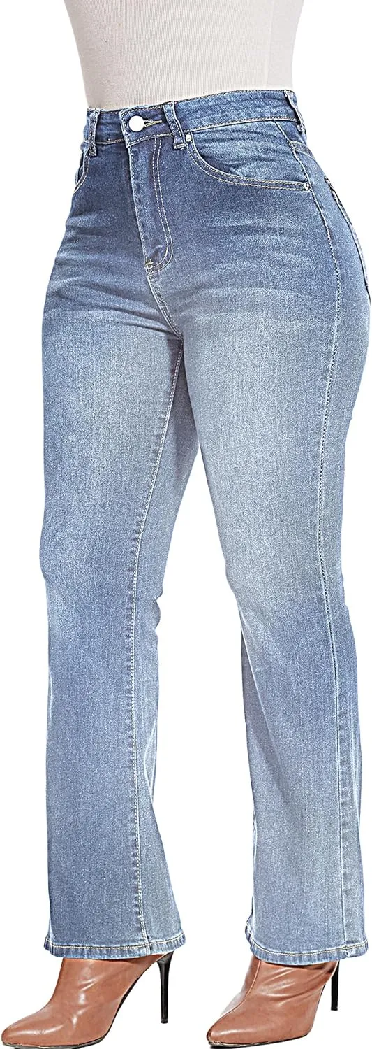Women Butt Lifting Jeans - Stretch Denim Mid Rise Pants With Tummy Control