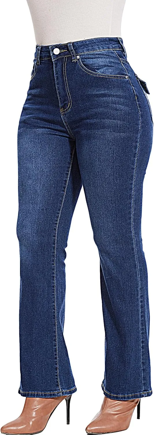 Women Butt Lifting Jeans - Stretch Denim Mid Rise Pants With Tummy Control