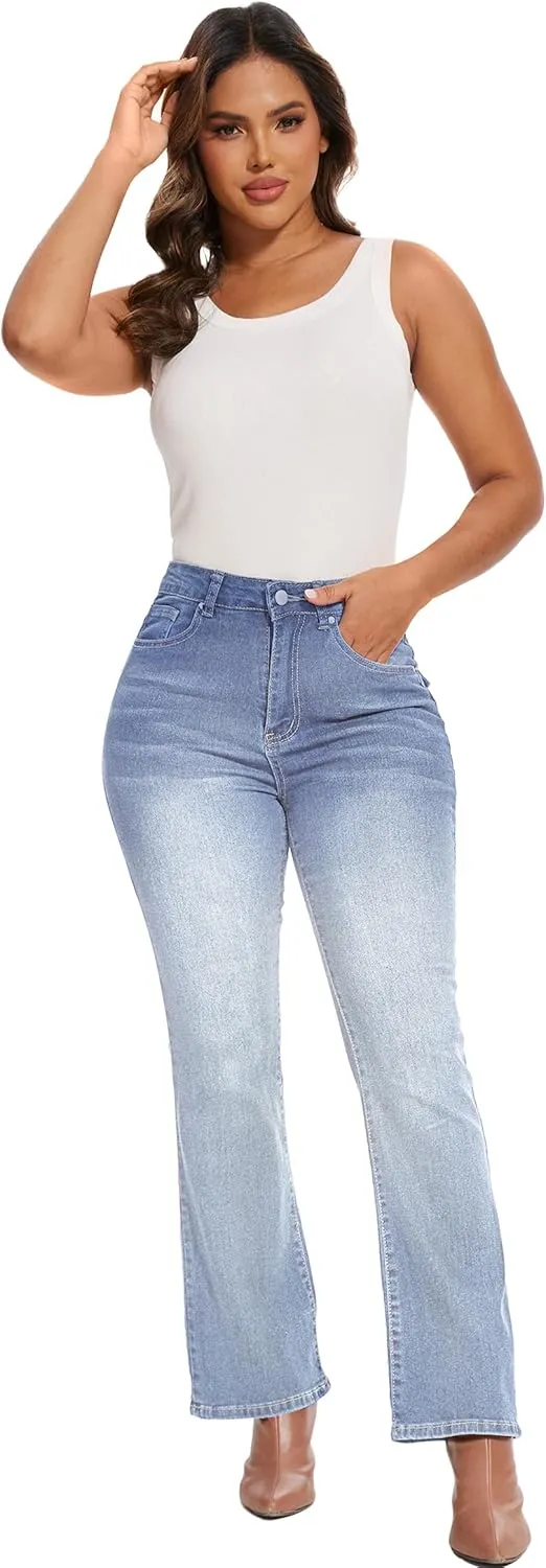 Women Butt Lifting Jeans - Stretch Denim Mid Rise Pants With Tummy Control