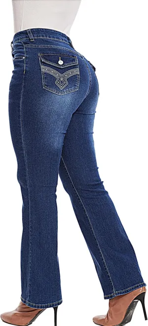 Women Butt Lifting Jeans - Stretch Denim Mid Rise Pants With Tummy Control