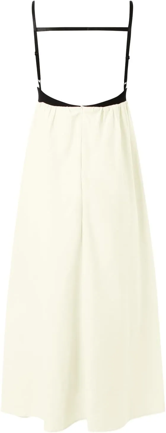 Women Casual Summer Dresses Color Block Spaghetti Straps Sleeveless Dress for Women Flowy Beach Boho Long Skirt