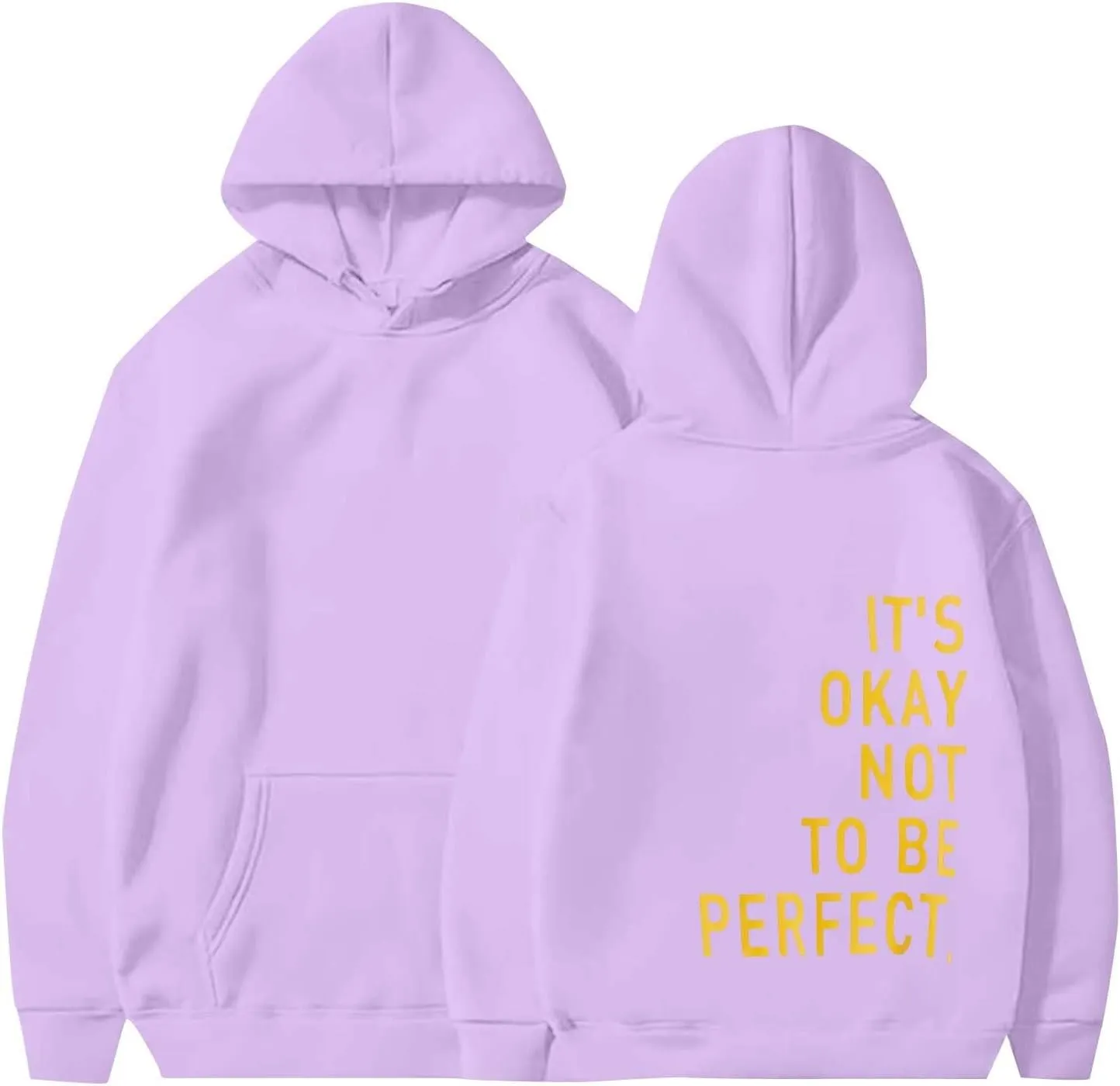 Women Daily Basic Hoodies Oversized Back Letter Print Loose Long Sleeve Hooded Sweatshirt Drop Shoulder Pullovers Top