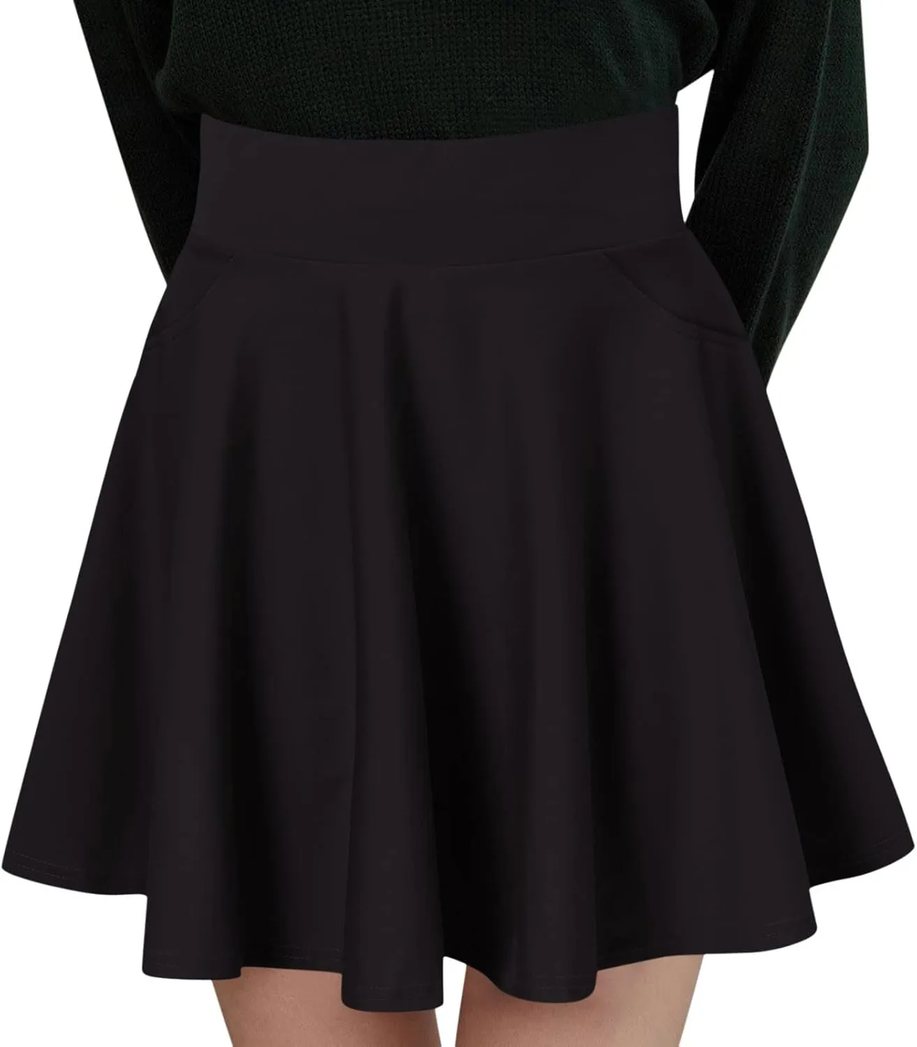 Women Fashion Casual Short Style Solid Half Skirt Anti Glare Sun Skirt Pleated Pocket Skirts Bandage Skirt Mini