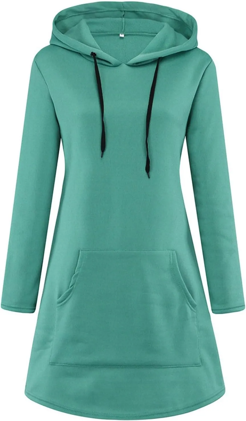 Women Hoodies Dress Hooded Sweatshirts Dress Casual Long Sleeve Tunic Dress Oversized Pullover Sweatshirt with Pocket