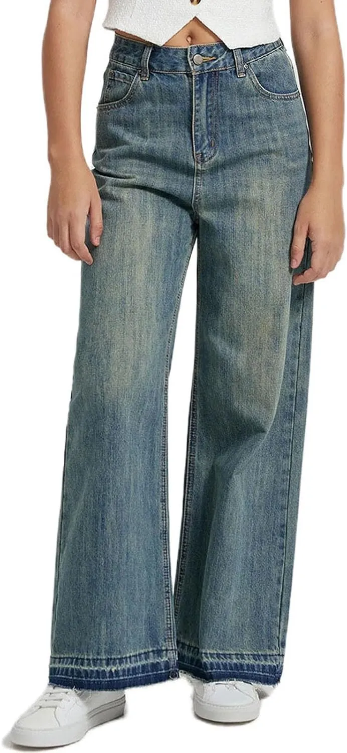 Women Jeans High Waisted Trendy Stretch Boyfriend Baggy Jeans Straight Wide Leg Casual Denim Pants Teen Girls Trousers