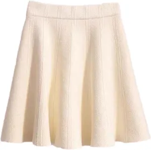 Women Knitted Skirts High Waist Black School Mini Pleated Skirts Knit Skirt