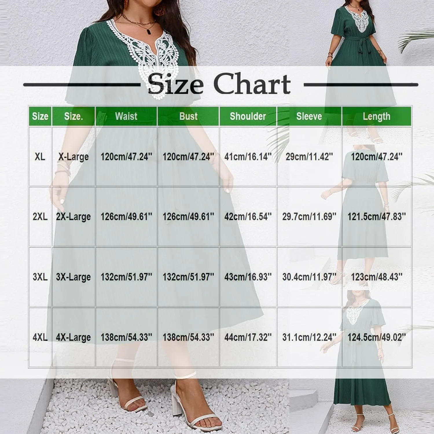 Women Plus Size Lace Patchwork V Neck Maxi Dress Summer Short Ruffle Sleeve Flowy A-Line Wedding Guest Cocktail Dresses