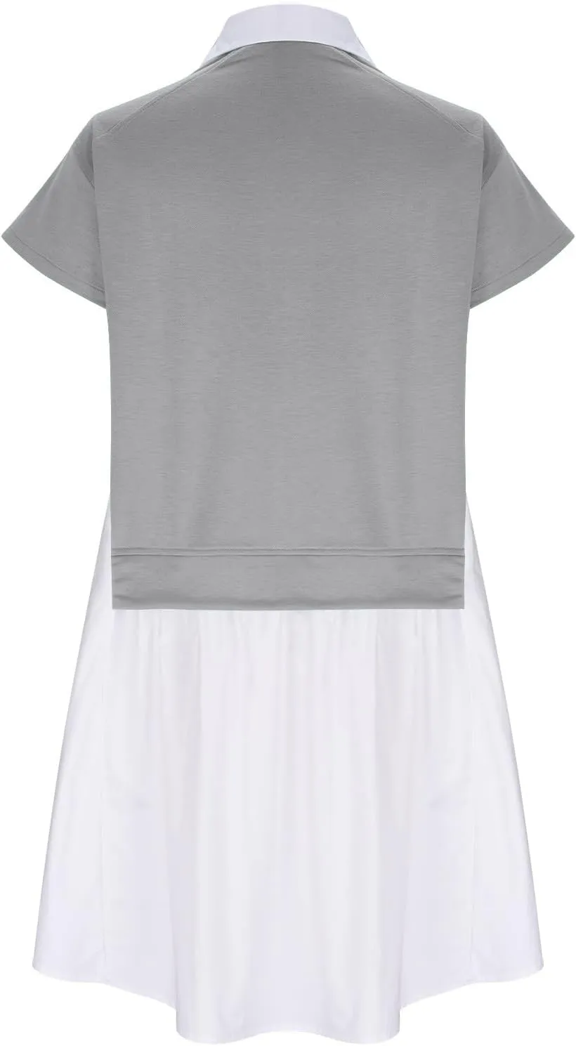 Women Short Sleeve Button Up Casual Beach Dress Simple Solid Color Sundress Loose Fashion Short Dress