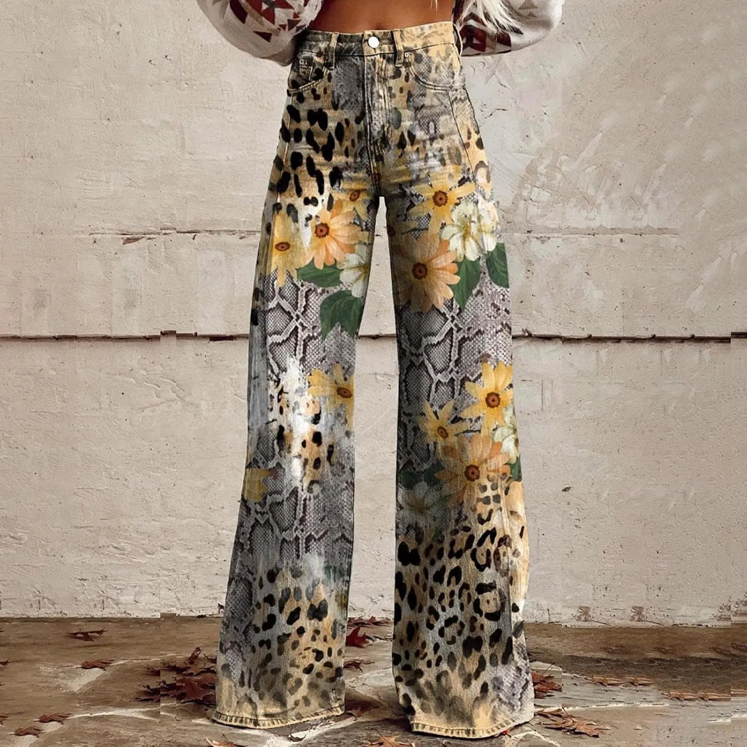 Women Sweatpant Jeans,Sweatpants That Look Like Jeans,High Waisted Stretchy Pull On Wide Leg Denim Pants with Pockets