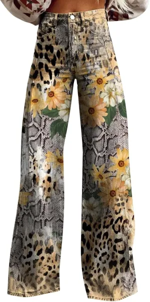 Women Sweatpant Jeans,Sweatpants That Look Like Jeans,High Waisted Stretchy Pull On Wide Leg Denim Pants with Pockets
