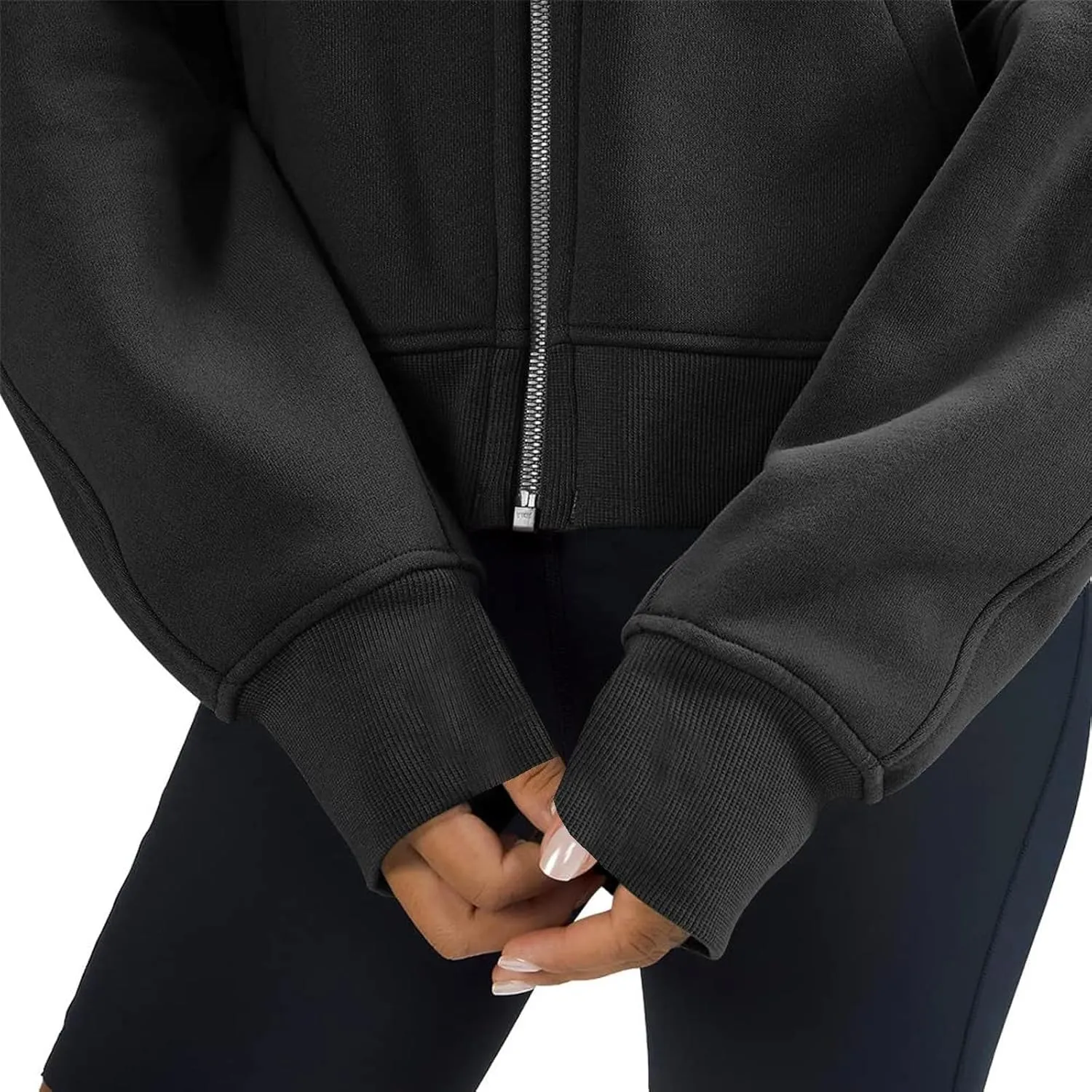 Women Zip Up Hoodies Y2k Cropped Sweatshirt Trendy Fleece Jacket Casual Collared Blouse Lightweight Long Sleeve Tops